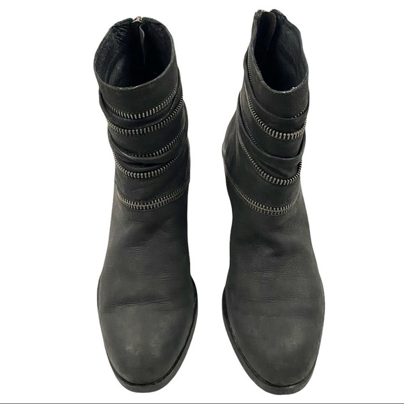 EILEEN FISHER Edgy Zip-Around Gunmetal Leather Boots - Picture 8 of 13